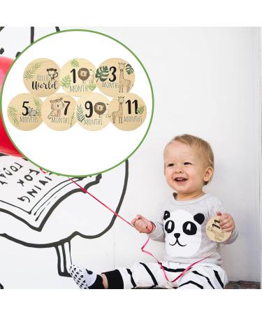 7pcs Wooden Baby Monthly Milestone Cards | Double Sided Newborn Welcome Sign | Baby Milestone Stickers for Boy and Girl - Buy Online on SooperMarket.com