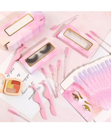 175 Piece Lash Packaging Wholesale Kit with Empty Boxes, Trays, Tweezers, and Brushes - Pink - Buy Online on SooperMarket.com