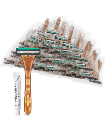 (50 Pack)Kheoxusa 3 Blade Disposable Razor Three Blade Disposable Razor Triple Blade Disposable Razors Disposable Razors Individually Wrapped Disposable Razors for Hotel Airbnb Homeless Travel-Coffee 1 Count (Pack of 50)