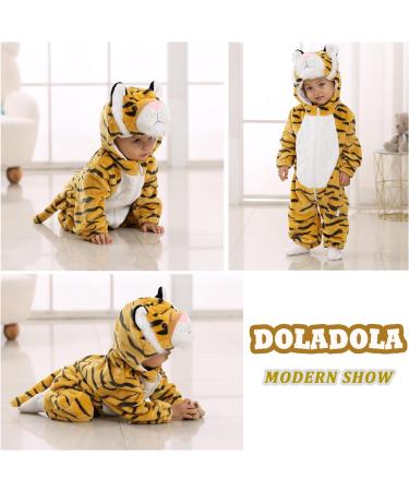 Doladola Unisex Baby Toddler Romper Jumpsuit Hooded Cartoon Sleepsuit | Infant Outfit 6-12 Months (Tiger) - Buy Online on SooperMarket.com