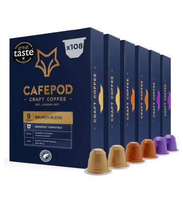CafePod Coffee Pods Nespresso Compatible Variety Pack 108 Aluminium Capsules Variety 108 Count (Pack of 1)