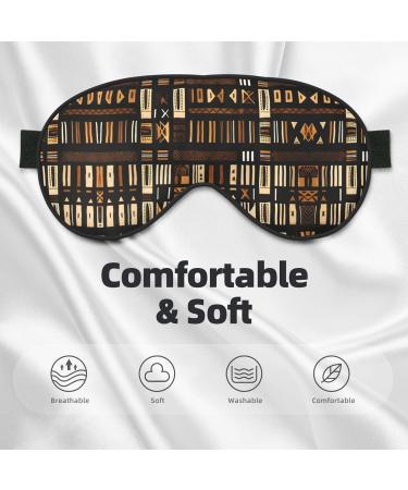 SSIMOO African Mud Cloth Eye Mask | Breathable Soft Sleep Patch for Travel & Relaxation | Stylish Black Tribal Design - Buy Online on SooperMarket.com