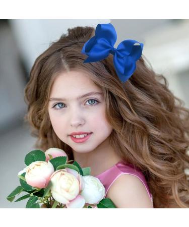 2 Pcs Blue Ribbon Hair Bow Clips Barrettes - Hair Styling Accessories for Girls & Women - Perfect for Christmas, Wedding, Birthday, Valentine's Day - 6 Inch - Buy Online on SooperMarket.com