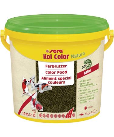 Sera (07053) Koi Color Nature Mini 3.8 Ltr. A natural color feed with 10% spirulina for colorful koi up to 12 cm koi feed without color and preservatives 3.8 ml (1 Pack) Mini 2mm single