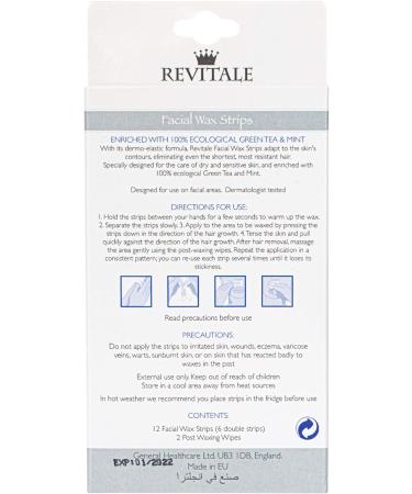 Revitale Face Wax Small Strips Kit - Green Tea & Mint (12 Strips) - Buy Online on SooperMarket.com