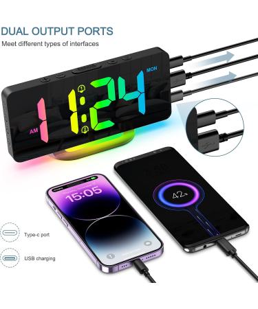 Ankilo Digital Alarm Clock for Deep Sleepers | RGB Color Changing Night Light & Charging Station | Bright LED Bedside Clock for Kids & Adults - Buy Online on SooperMarket.com