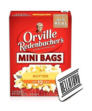 Popcorn Mini Bags Bundle. Includes One-17.98 Oz Box of Orville Redenbachers Microwave Butter Popcorn in Mini Bags and a BELLATAVO Ref Magnet. Each box has twelve-1.5 Oz Microwave Popcorn Mini Bags Butter 1.5 Ounce (Pack of 12)