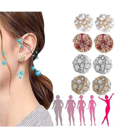 4 Pairs Magnetic Earrings Earrings for Weight Loss Dorina Ear Acupressure Magnetherapy Detox Earrings Dorina Earrings Non-Puncture Acupressure Earrings