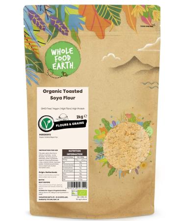 Wholefood Earth Organic Toasted SOYA Flour 2 kg | GMO Free | Vegan | High Fibre | High Protein | Certified Organic 2kg