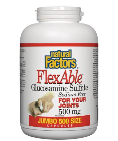 Natural Factors - Glucosamine Sulfate 500mg Sodium Free Flexable - 500 Capsules
