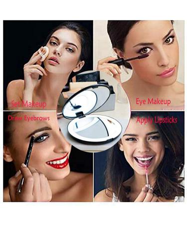BLASHRD 3X Portable Folding Mirror with LED Light Makeup Mirror 10X Magnifying Glass 12 Lamp Bead Mini Mirror Black - Buy Online on SooperMarket.com