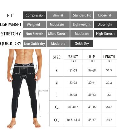 TELALEO Men's Compression Pants 4 Pack - Large Size | Sports Tights for Workout, Running, and Performance | Athletic Baselayer Leggings in Black - Buy Online on SooperMarket.com