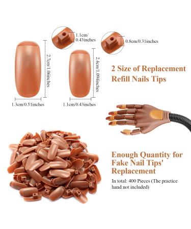 400pcs Brown Replacement False Nail Tips for Nail Training Hand Practice - DIY Manicure Supply - Buy Online on SooperMarket.com