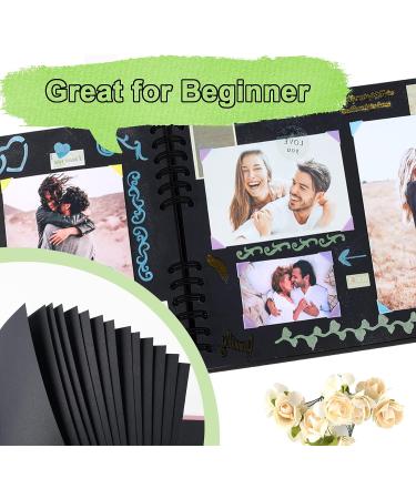 10x10 Inch DIY Scrapbook Album Black Hardcover Kraft 80 Pages - Family, Wedding, Anniversary, Baby First Memories - Black Paper Scrapbooking Album - Buy Online on SooperMarket.com