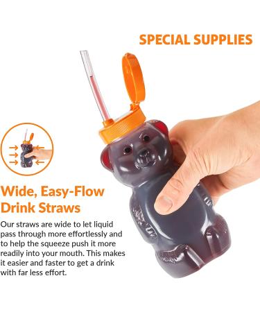 Special Supplies Honey Bear Straw Cup Long Straws 3-Pack - Squeezable Therapy Drink Container for Special Needs - Spill Proof, Leak Resistant Lid - Buy Online on SooperMarket.com