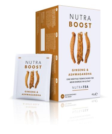 Nutra tea nutraboost Ashwagandha tea helps to optimize physical and emotional endurance has a stress -resistant and promotes concentration 40 reusable tea bags stress -free tea 20 pieces (2 pack)