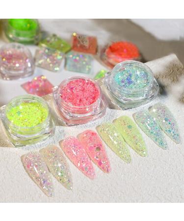 6 Box Nail Sequins Fine Glitter for Acrylic & Resin Nails - Holographic & Chunky Glitters (Pattern 4) - Buy Online on SooperMarket.com