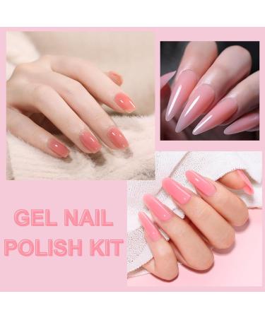 Gel Nail Polish Set with Lamp Starter Kit 3 Colors Pink Nude Gel Nail Polish Set Gel Nail Extension Kit No Wipe Base & Top Coat Gel Nail Kit Gift for Beginner DIY at Home - Buy Online on SooperMarket.com