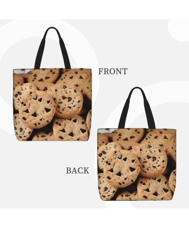 DEHIWI Cookies Food Chocolate Chip Biscuits Tote Bag For Women Waterproof Casual Shoulder Bag With Zipper Grocery Handbags For Office Shopping Travel Black One Size - Buy Online on SooperMarket.com