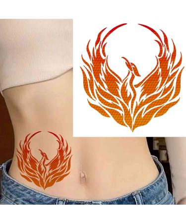 6 Sheets Temporary Fake Tattoos for Men Adults Flying Phoenix Fire Bird Abstract Rising Wing Temporary Fake Tattoo for Women Neck Arm Chest for Woman