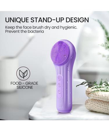 Silicone Face Scrubber Electric Facial Cleansing Brush Skincare Tools with Magnet Charger for Deep Cleaning|Gentle Exfoliating|Massaging (Purple) - Buy Online on SooperMarket.com