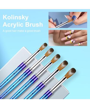 Buy Size 10 Acrylic Nail Brush - 100% Pure Kolinsky 3D Art Nail Brush with Gradient Blue Handle for Nail Extension & Carving - Buy Online on SooperMarket.com