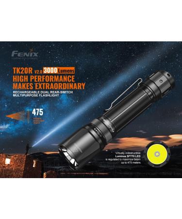 Fenix TK20R v2.0 Rechargeable Tactical Flashlight | 3000 Lumen USB-C Tac Light with Long Throw | LumenTac Organizer - Buy Online on SooperMarket.com