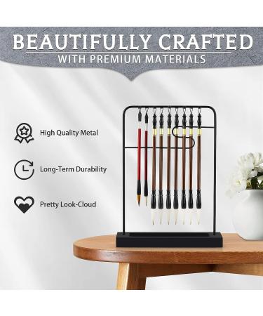 Jolensoy 9-Pins Calligraphy Sumi Brush Hanger - Metal Wenge Holder for Chinese Calligraphy Brushes - Perfect for Home Office or Study Room - Buy Online on SooperMarket.com