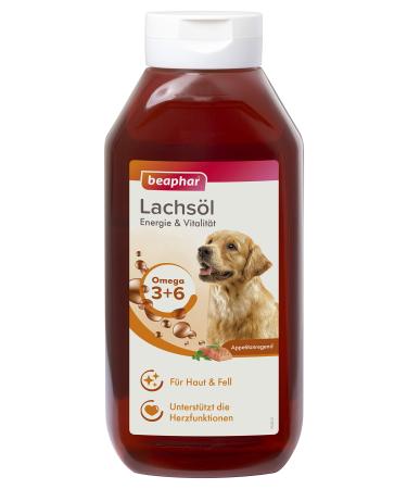 Beaphar - Salmon oil for dogs and cats - Energy and vitality - Ideal for a barf nutrition - supports the heart skin and fur - with Omega 3 and Omega 6 - daily vitaminut - 940ml 940 ml