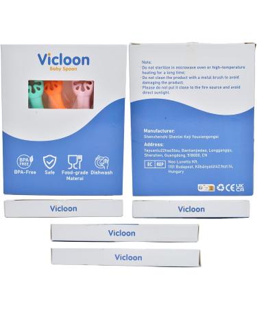 Vicloon Baby Fork and Spoon 4Pcs Set - Silicone Self Feeding Utensil for Infant Toddler - Easy Grip Soft Spoon Toddler Cutlery Kit - First Led Training Weaning - Blue/Pink/Purple/Green - Buy Online on SooperMarket.com