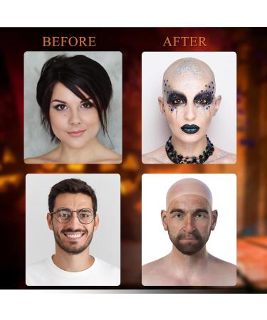 Professional Bald Cap SFX Makeup Kit - Skin Color Wig Cap with Water-Based Adhesive for Halloween Cosplay & Theater - Buy Online on SooperMarket.com