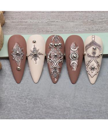 Embossed Bohemian Retro Lace Nail Art Stickers - 4 Sheets for Women and Girls - Buy Online on SooperMarket.com