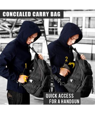 G4Free Tactical EDC Sling Backpack Military Rover Shoulder Sling Bag Pack with Pistol Holster for Concealed Carry Black - Buy Online on SooperMarket.com