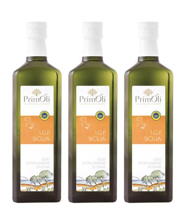 Primoli cold -pressed olive oil i.G.P.Sicilia from the Italian island of Sicily fruity ideal for vegetable sauces grilled fish and cream cheese such as ricotta 3x500 ml i.G.P Sicilia 500 ml (3 -pack)