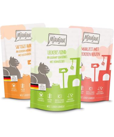 Mjamjam Premium Grain-Free Wet Cat Food Bundle Mix Pack 1 (Chicken Beef Veal Turkey) - 12 x 125g Extra Meat for Healthy Cats - Buy Online on SooperMarket.com