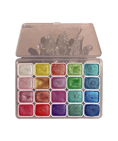 OCKULT 20 Colors Watercolor Painting Set DIY Clay Coloring Nail Art Dripping Glue Glitter Watercolour Solid Paint Box Portable Travel Water Color Paints Set Paint Kit for Artists and Painting Lovers A color one size