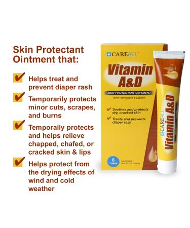 (6 Tubes) CareALL 4oz Vitamin A&D Ointment - Diaper Rash and Skin Protectant - Buy Online on SooperMarket.com