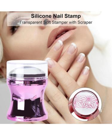Bexdug Silicone Nail Stamp - Transparent Soft Nail Art Stamper & Scraper Set | DIY Manicure Tool | Clear Silicone Heads in Violet - Buy Online on SooperMarket.com