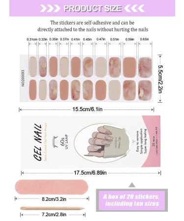 Kalolary 20PCS Pink Marble Gel Nail Polish Strips | Waterproof Adhesive Wraps with Nail File - UV/LED Lamp Required - Buy Online on SooperMarket.com
