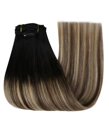 Youngsee Balayage Real Hair Clip-In Extensions - Black to Blonde 55cm Remy 120g (7PCs) - Best Quality Hair Recovery - Buy Online on SooperMarket.com