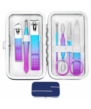 Manicure Set Nagelknipser-Kit Women Men Men Travel Nail-Crazy Set Personal Nursing Tools With Portable Case Manicure Tools Gooming Kit Gift For Men Families Friends Rainbow