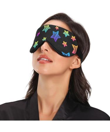 Haskirky Light Blocking Eye Mask - Adjustable for Men and Women | Perfect for Business Trips, Yoga, Meditation, Office Deep Sleep | Rainbow Stars Design - Buy Online on SooperMarket.com