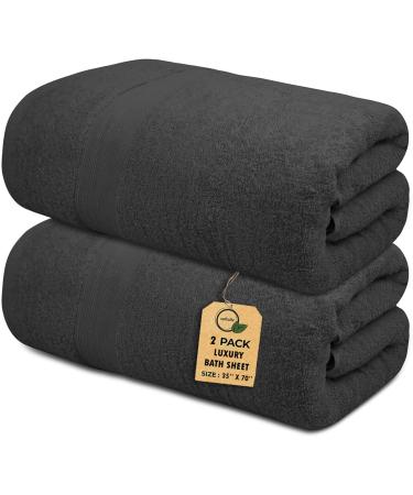 Softolle 100% Cotton Luxury Bath Sheets - Set of 2 - 600 GSM - Eco-Friendly & Highly Absorbent - Oeko-Tex Certified - 35 x 70 Inches - Grey - Buy Online on SooperMarket.com