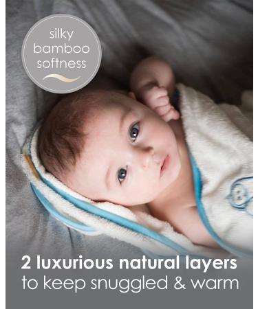 Cuddledry Hands Free Baby Bath Towel | Luxuriously Soft Bamboo & Cotton Hooded Apron Towel for Safe Bathtime | Perfect Newborn Gift - Blue Edging - Buy Online on SooperMarket.com