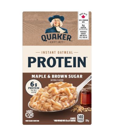 Quaker High Protein Maple & Brown Sugar Instant Oatmeal Cereal 6 Packets 228 g High Protein Maple & Brown Sugar Flavour 228 g (Pack of 1)