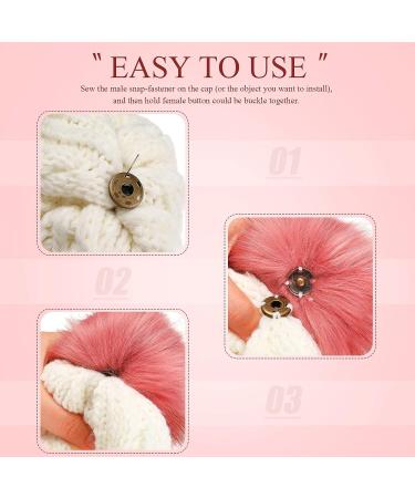 16 Piece Snap Pom Poms for Hats - Faux Fur Fluffy Removable Pom Poms with Snap Fastener - DIY Craft Knitting/Crochet Supplies - 8 Elegant Colors - Buy Online on SooperMarket.com
