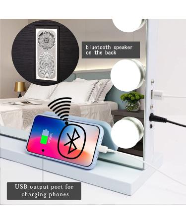 Fenair Bluetooth Vanity Mirror 28x23 with Lights and Speaker - Large Hollywood Makeup Mirror with 18 Adjustable Bulbs and 3 Color Modes - Sturdy Metal Frame for Table/Wall - 28x22inch - Buy Online on SooperMarket.com