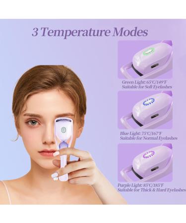Denabuty Heated Eyelash Curler - Rechargeable Electric Curler with 3 Modes & Silicone Comb for Long-Lasting Natural Curls | Portable Professional Beauty Tool - Buy Online on SooperMarket.com