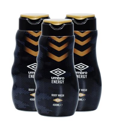 3x Umbro Energy Body Wash - 400ml - (With A Free Fridge Magnet)