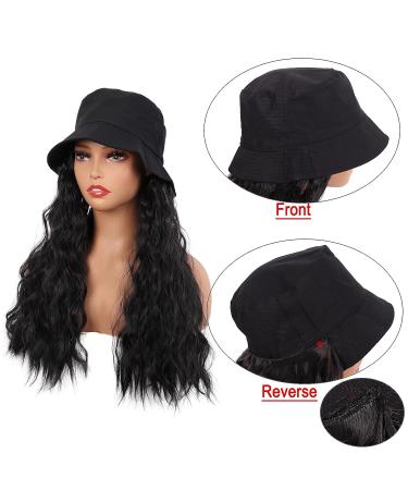 MapofBeauty 24 Inch Black Hat Wig - Long Wavy Curly Synthetic Daily Use Wig - Buy Online on SooperMarket.com